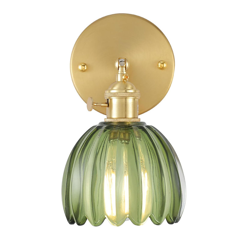 Red Barrel Studio Vintage Wall Sconces With Green Tulip Glass Wayfair